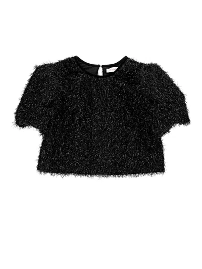 Monnalisa Kids'   Lurex Fringed Top In Black