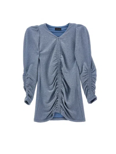 Monnalisa Kids'   Lurex Knit Dress In Bluestone + Silver