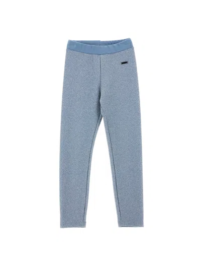 Monnalisa Kids'   Lurex Leggings In Bluestone + Silver