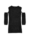 Monnalisa Lurex Sheath Dress With Sleeves In Black