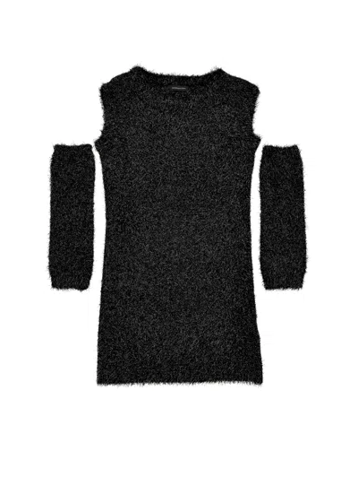 Monnalisa Kids'   Lurex Sheath Dress With Sleeves In Black