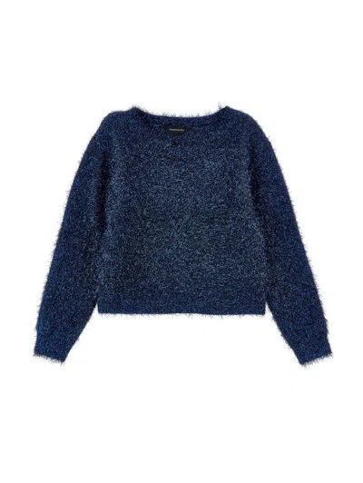 Monnalisa Kids'   Lurex Sweater In Navy Blue
