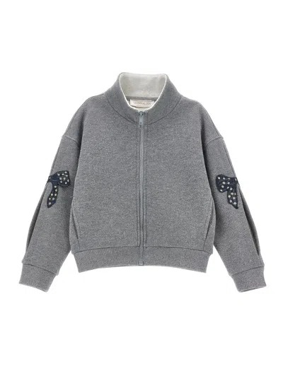 Monnalisa Kids'   Lurex Sweatshirt With Bows In Grey