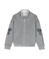 Monnalisa Lurex Zip-up Sweatshirt In Gray