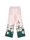 Monnalisa Magnolia Print Palazzo Trousers In Onion + Green