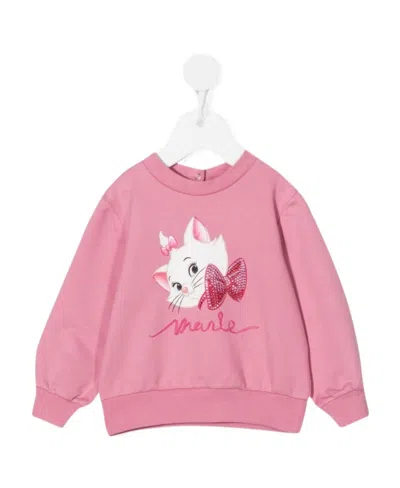 Monnalisa Marie Embellished-logo Sweatshirt In Pink