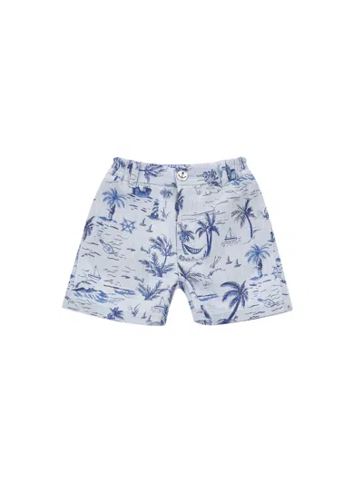 Monnalisa Kids'   Marine Cloth Bermuda Shorts In Sky Blue + Bluette