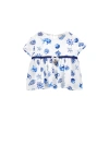 Monnalisa Marine Print Satin Top In White + Blue