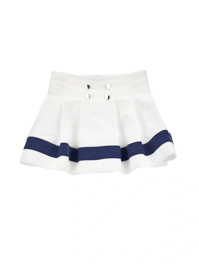 Monnalisa Babies'   Marine Style Batavia Skirt In White + Blue
