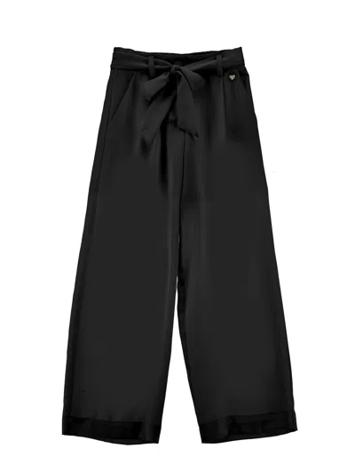 Monnalisa Kids'   Matte Satin Trousers In Black