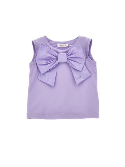 Monnalisa Kids'   Maxi Bow Jersey Tank Top In Wisteria