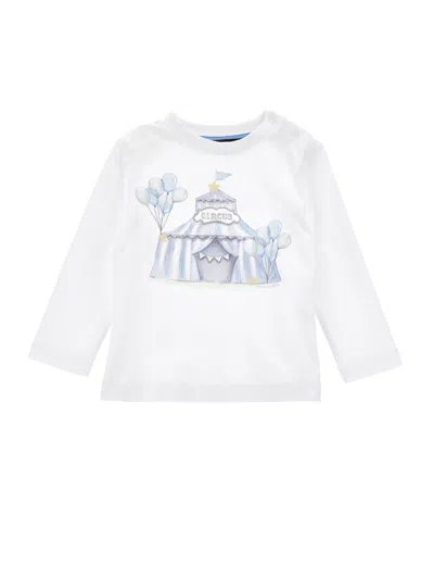 Monnalisa Kids'   Maxi Circus Print T-shirt In Cream