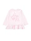 Monnalisa Maxi T-shirt With Bow In Dusty Pink Rose