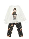 Monnalisa Graphic-print Top And Leggings Set In Neutral