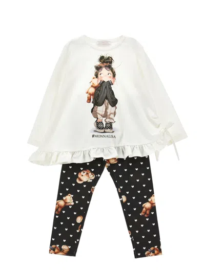 Monnalisa Kids'   Maxi T-shirt With Print For Girls In White