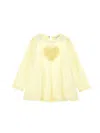 Monnalisa Maxi T-shirt With Ruched Heart In Light Yellow