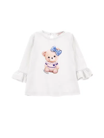 Monnalisa Kids'   Maxi T-shirt With Teddy In Cream