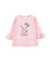 Monnalisa Maxi T-shirt With Teddy In Rosa Fairy Tale