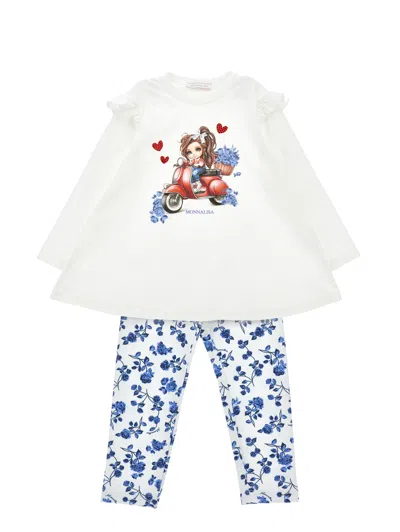 Monnalisa Kids'   Maxi T-shirt With Vespa In Blue