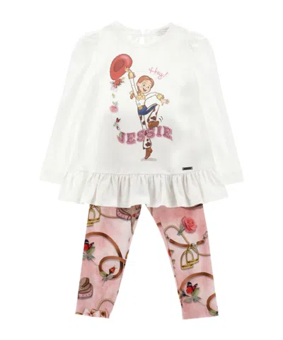 Monnalisa Kids' Maxitee And Jessie Leggings In Multi