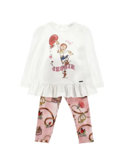 Monnalisa Kids' Maxitee And Jessie Tracksuit In White
