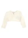 Monnalisa Merino Wool Cardigan In Cream