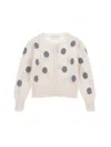 Monnalisa Merino Wool Cardigan In Light Grey + Dark