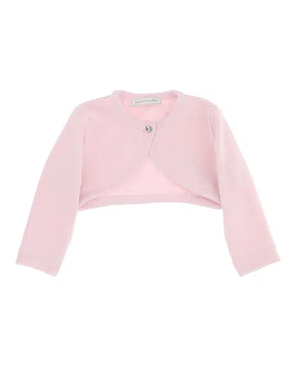 Monnalisa Kids'   Merino Wool Cardigan In Light Pink