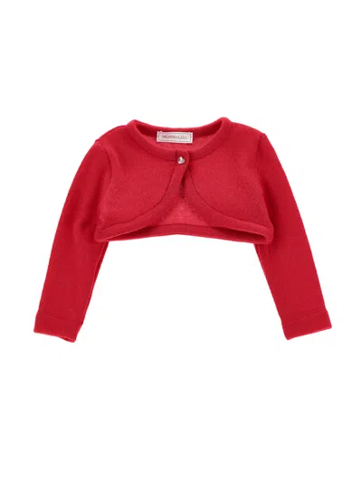 Monnalisa Kids'   Merino Wool Cardigan In Ruby Red