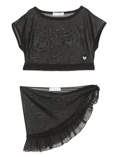 Monnalisa Kids' Mesh Beach Set In Black