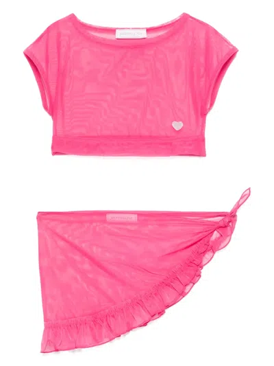 Monnalisa Kids' Mesh Beach Set In Pink