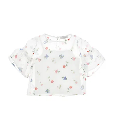 Monnalisa Kids' Mesh T-shirt In White