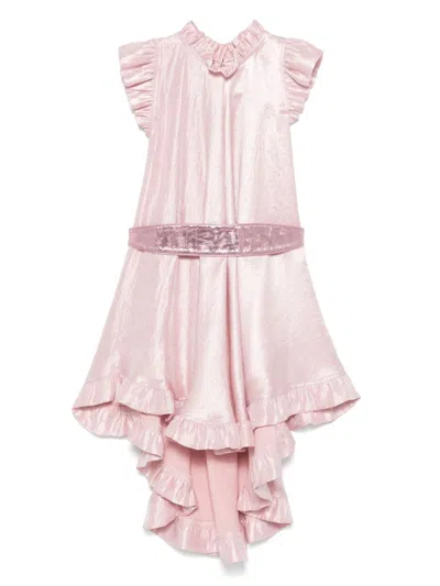Monnalisa Kids' Metallic-effect Dress In Pink