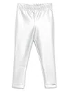 Monnalisa Metallic-effect Leggings In Silver