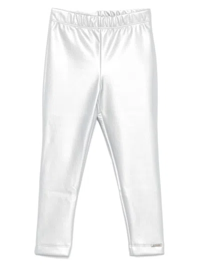 Monnalisa Kids' Metallic-effect Leggings In Silver