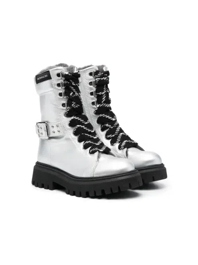 Monnalisa Kids' Metallic-finish Ankle Boots In Silver
