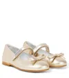 Monnalisa Metallic Leather Ballet Flats In Gold