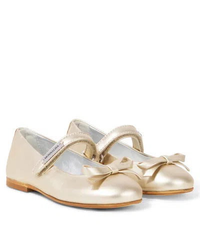 Monnalisa Kids' Metallic Leather Ballet Flats In Gold