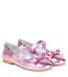 Monnalisa Metallic Leather Ballet Flats In Pink