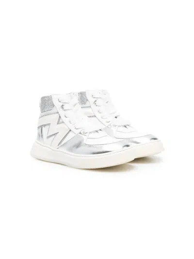 Monnalisa Kids' Metallic Logo-patch Sneakers In White