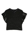 Monnalisa Metallic-threading Panelled Blouse In Black