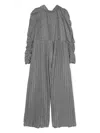 Monnalisa Metallic-threading Pleated Jumpsuit In Grey