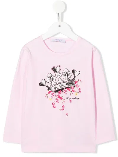 Monnalisa Kids' Mickey-motif Cotton T-shirt In Pink