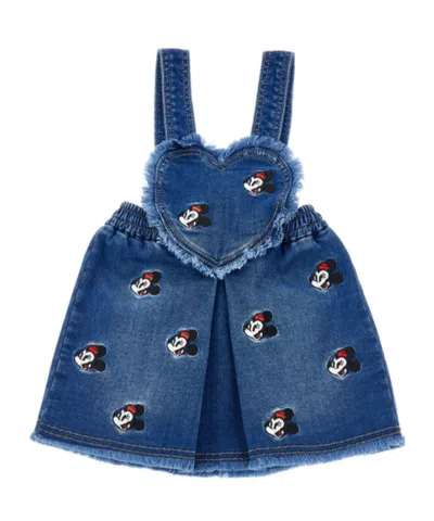 Monnalisa Babies'  Mickey Mouse Denim Overalls In Blue