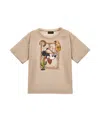 Monnalisa Mickey Mouse Jersey T-shirt In Beige + Red