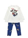 Monnalisa X Disney Mickey Mouse T-shirt And Leggings Set In Blue