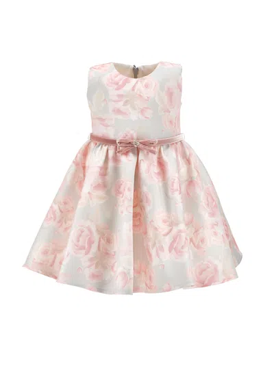 Monnalisa Babies'   Mikado Floral Dress With Bow In Multi