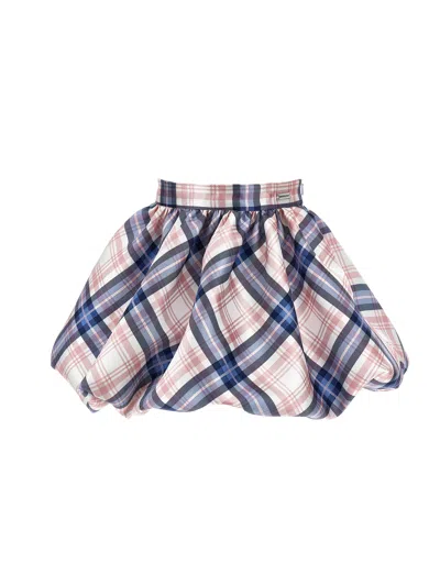 Monnalisa Kids'   Mikado Puffball Skirt In Navy Blue + Cyclamen