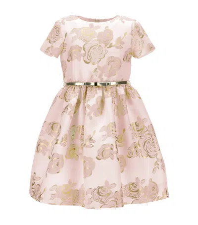 Monnalisa Kids' Mikado Rose Dress In Neutral
