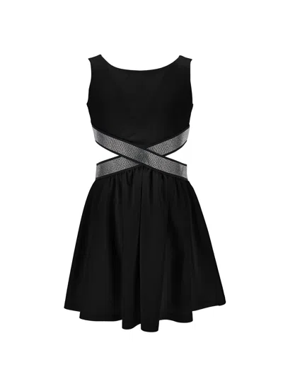 Monnalisa Kids'   Milano Stitch Dress With Cut Out In Black